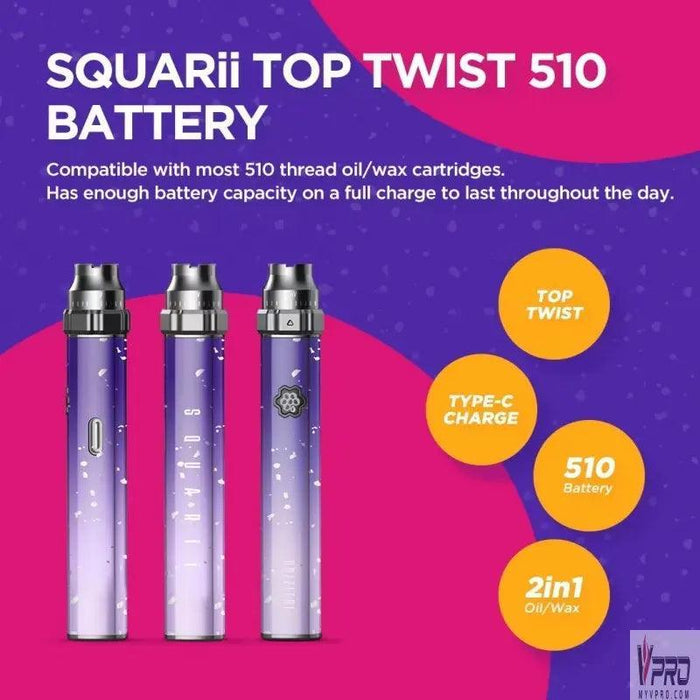 DazzLeaf SQUARii VV Top Twist 510 Battery