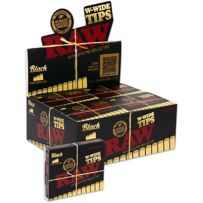 RAW Black W-Wide Pre-Rolled Tips